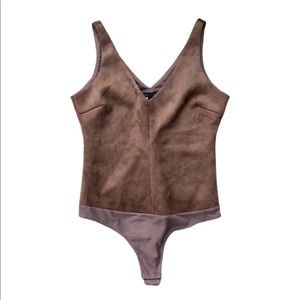 BCBGMAXAZRIA suede Thong bodysuit